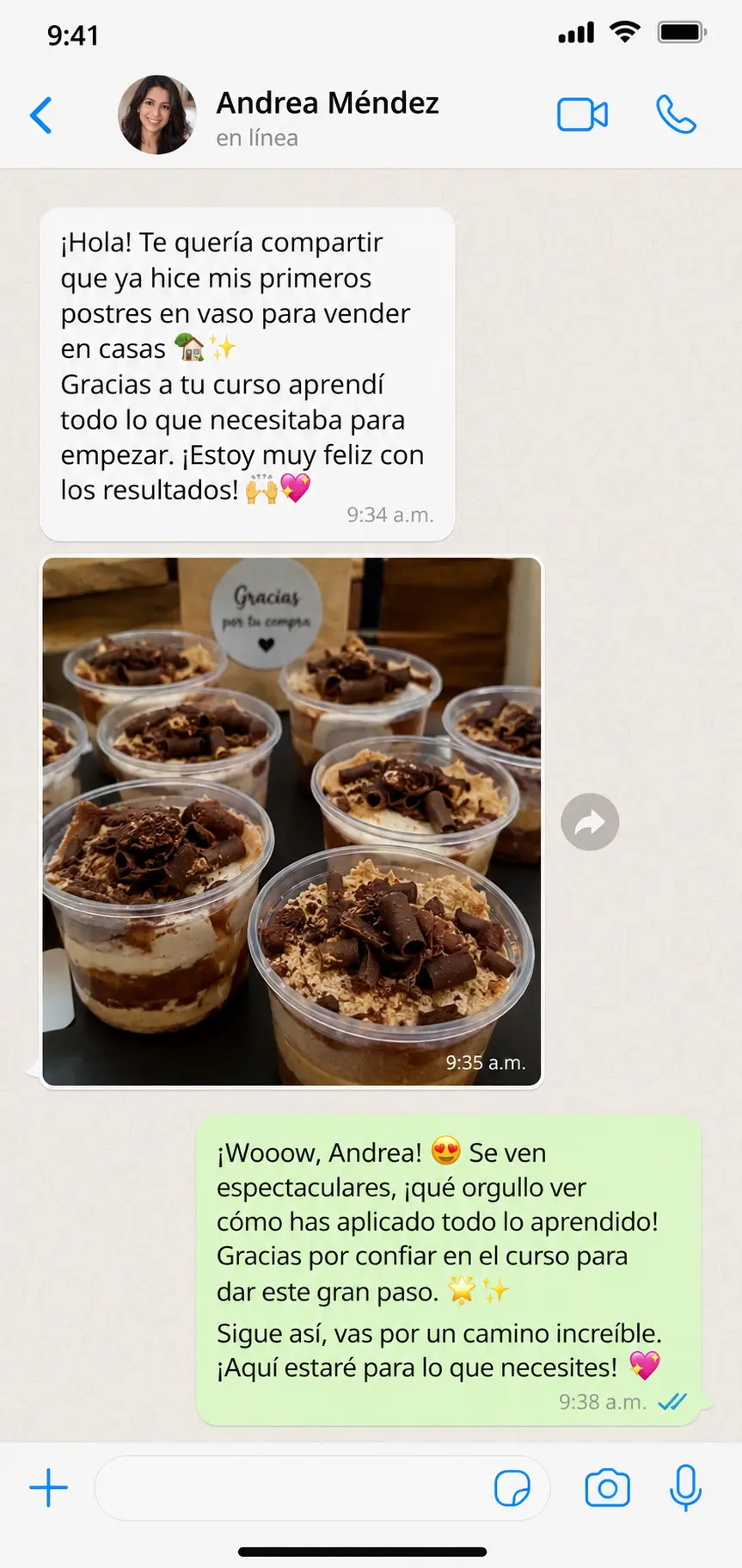 Testimonio real de Andrea Méndez por WhatsApp