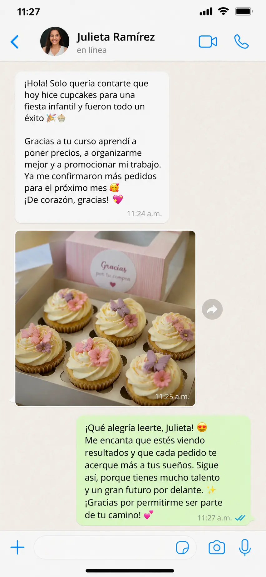 Testimonio real de Julieta Ramírez por WhatsApp